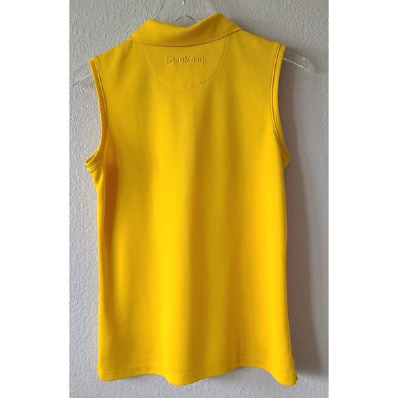 Loudmouth Golf Womens Tank Top Size Large Yellow Sleeveless Collar Buttons Slits - Picture 4 of 10